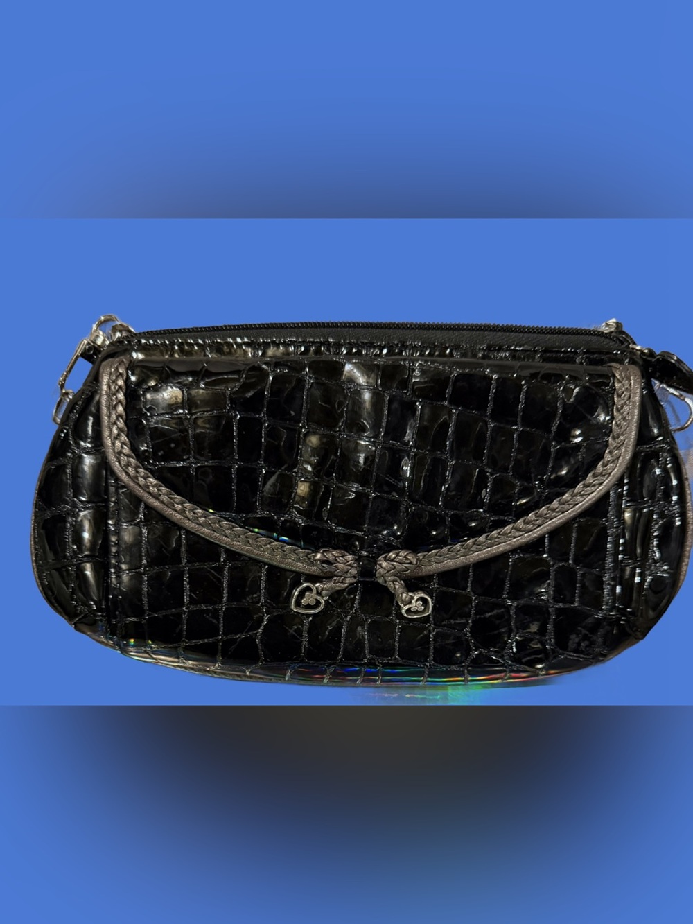 Brighton Ophelia Croc Embossed Wristlet Wallet - Black - GUC